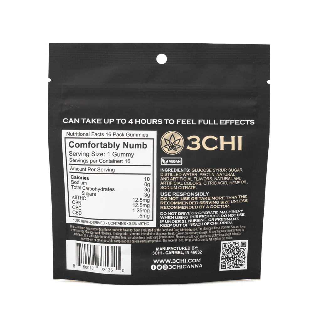 3Chi Comfortably Numb Gummies (200 mg Total Each Delta 8 THC & CBN) - Image 3