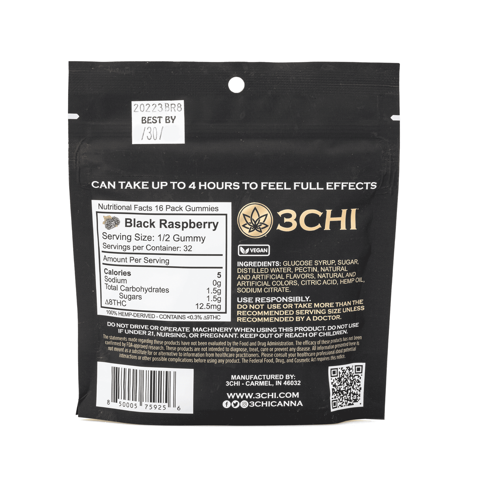 3Chi Delta 8 Gummies – Black Raspberry (400 mg Total Delta 8 THC) - Image 4