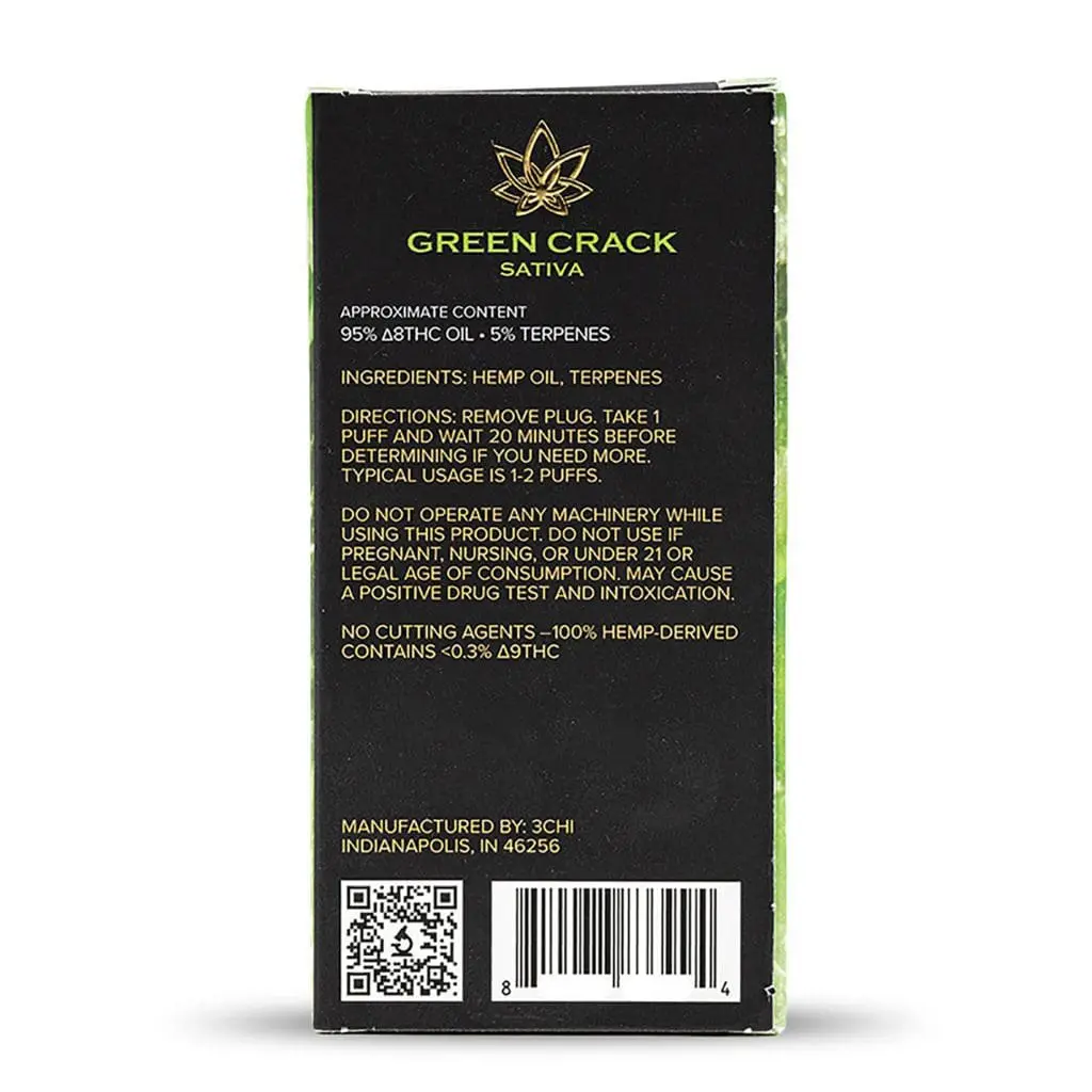 3Chi Delta 8 THC Disposable Vape Pen – Green Crack - Image 3
