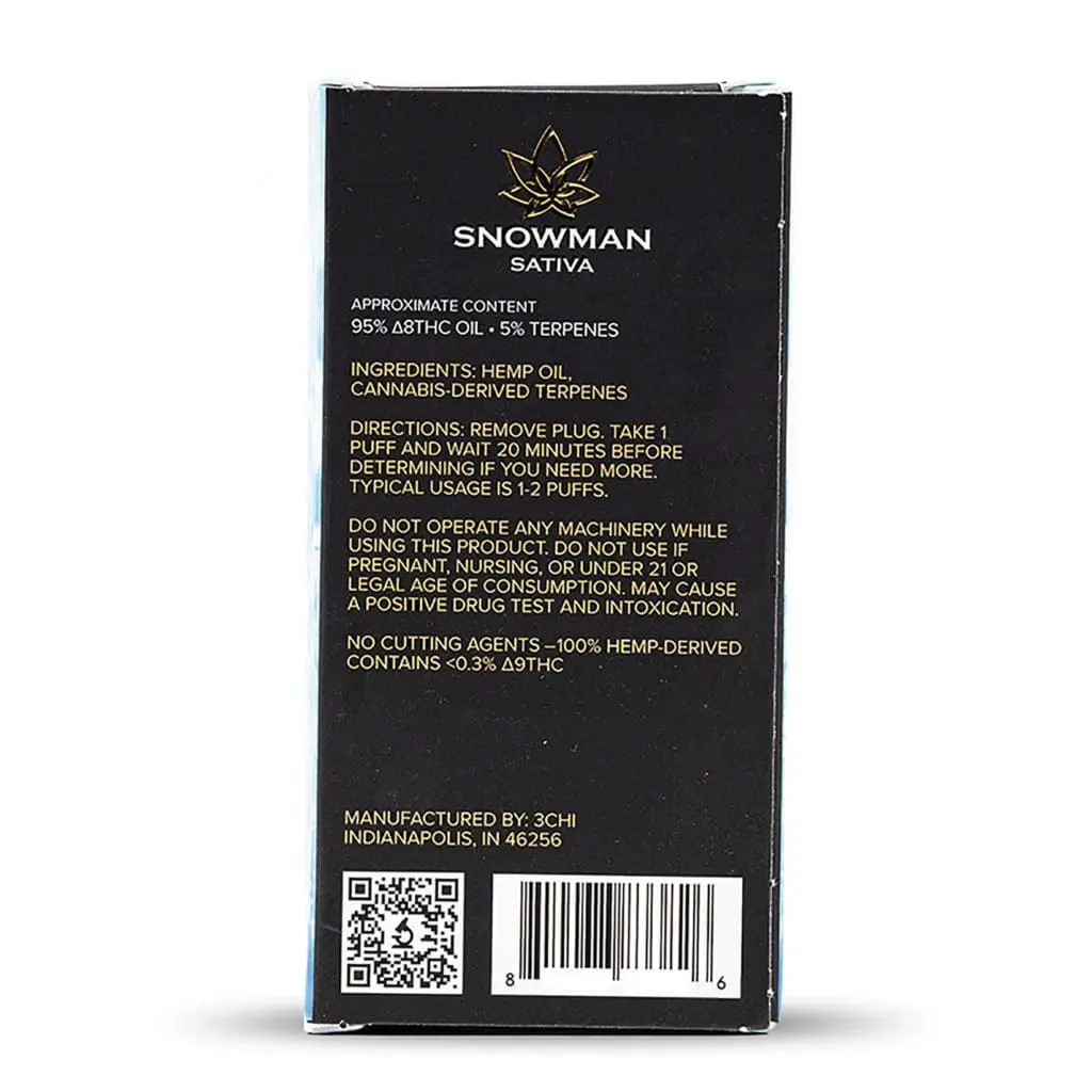 3Chi Delta 8 THC Disposable Vape Pen – Snowman - Image 3