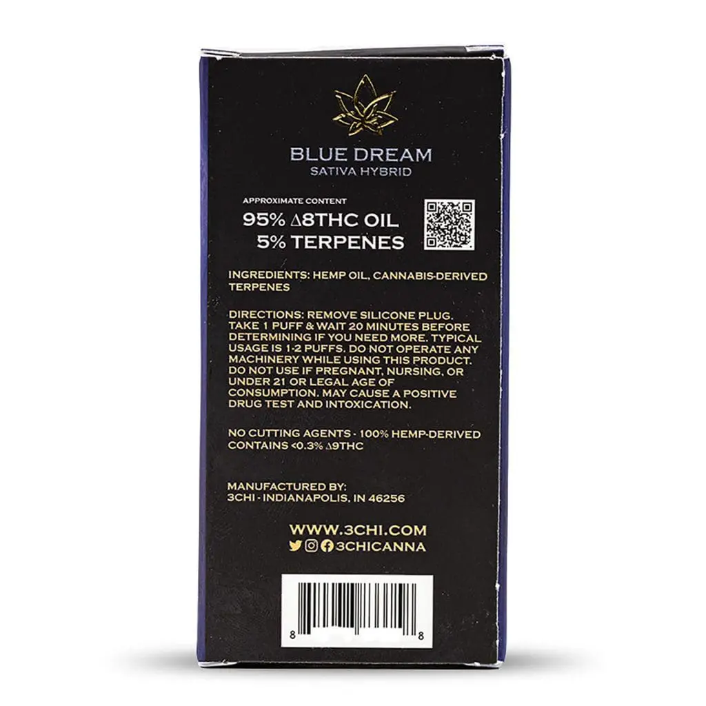3Chi Delta 8 THC Disposable Vape Pen – Blue Dream - Image 3