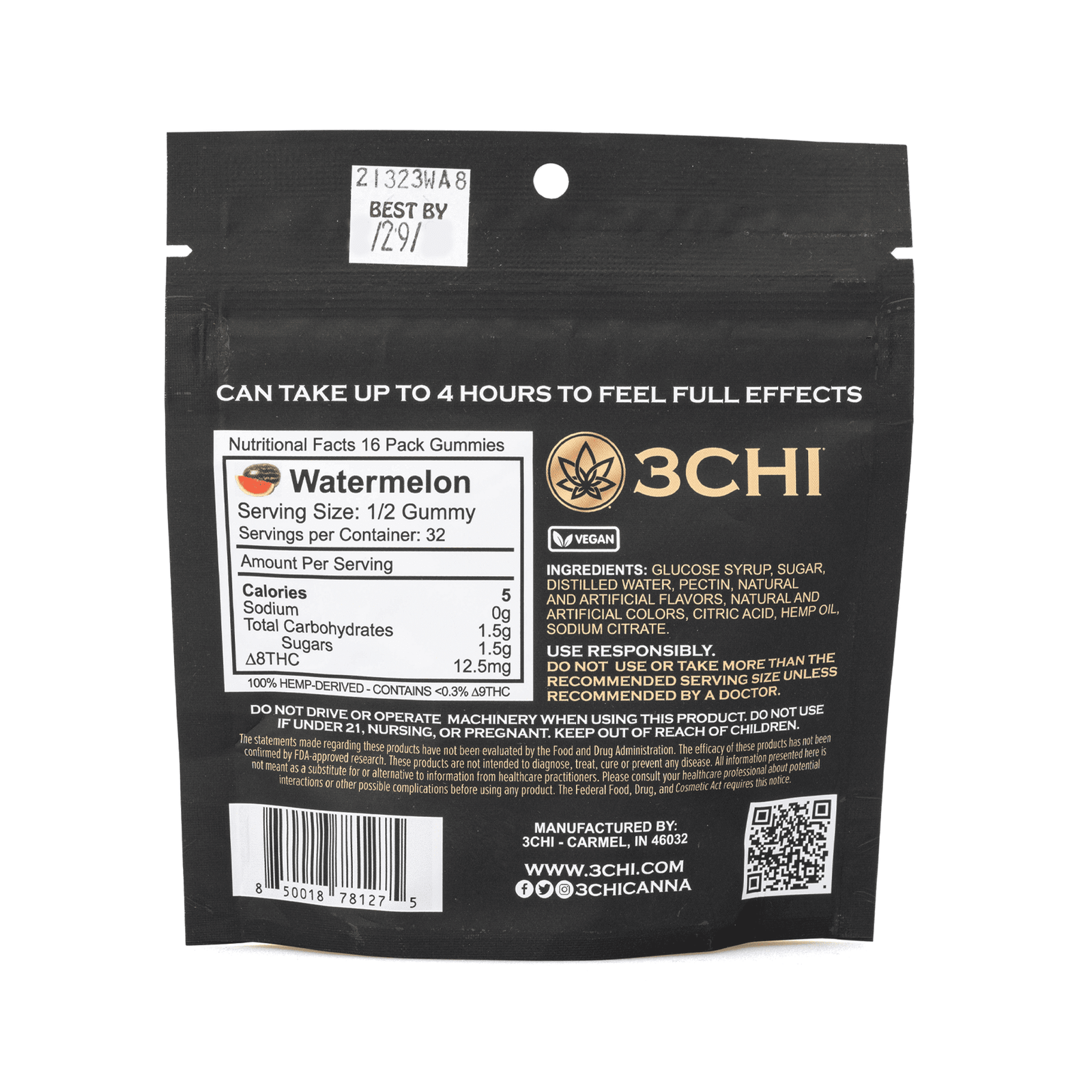 3Chi Delta 8 Gummies – Watermelon (400 mg Total Delta 8 THC) - Image 4