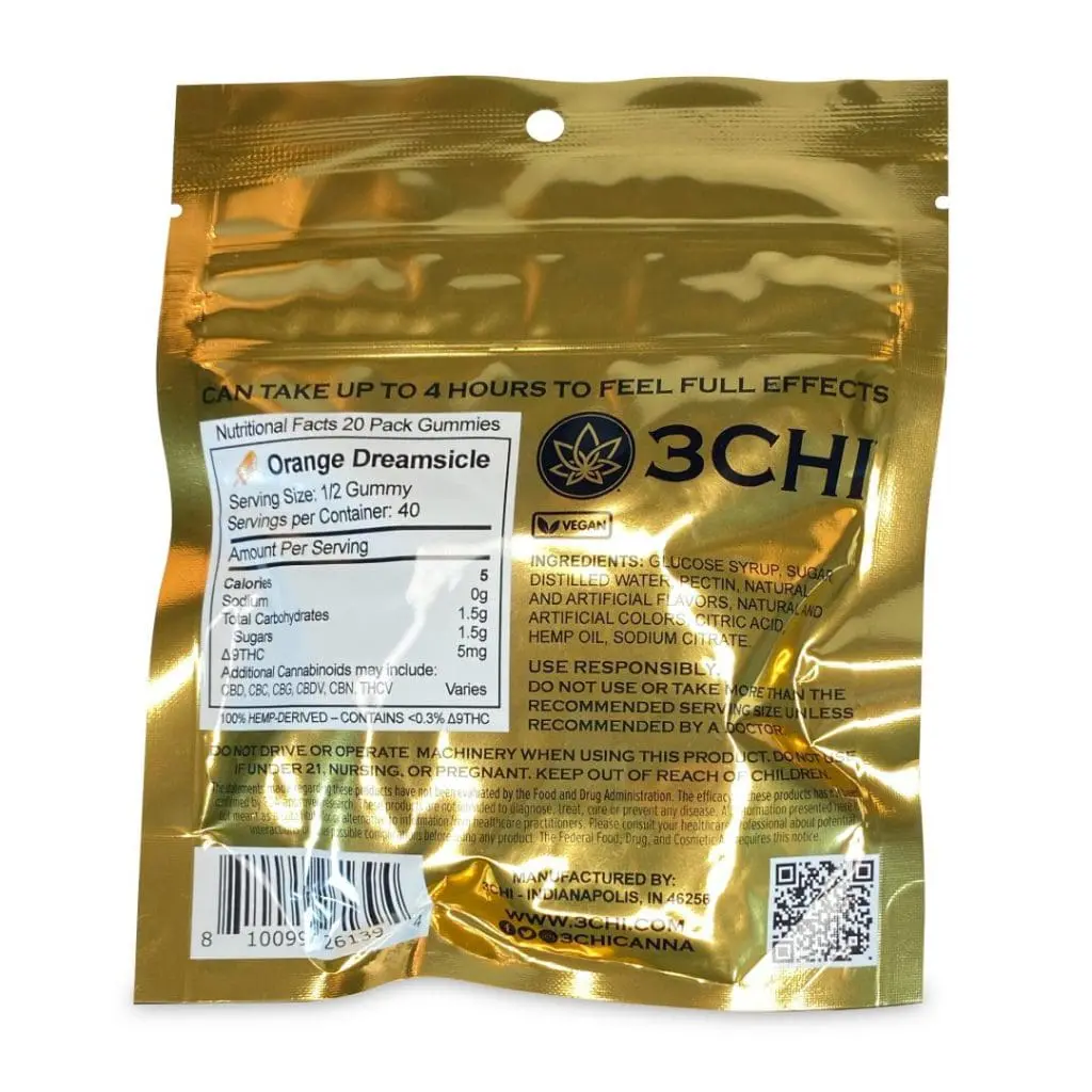 3Chi Delta 9 THC Gummies – Orange Dreamsicle (200 mg Total Delta 9 THC) - Image 4