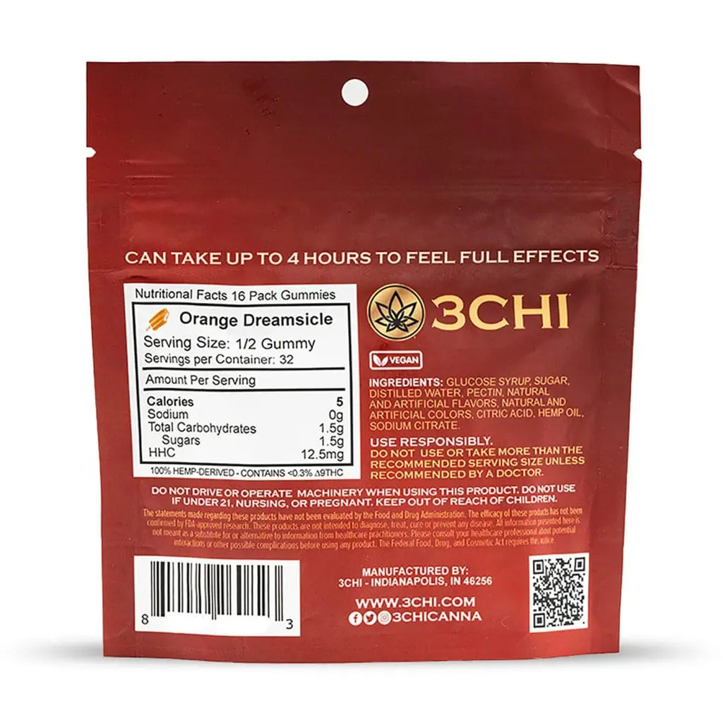 3Chi HHC Gummies – Orange Dreamsicle (400 mg Total HHC) - Image 3
