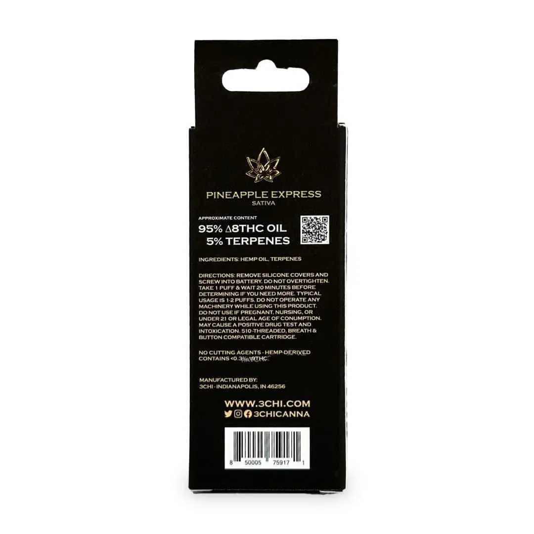 3Chi Delta 8 THC Vape Cartridge with Botanical Derived Terpenes – Pineapple Express - Image 3