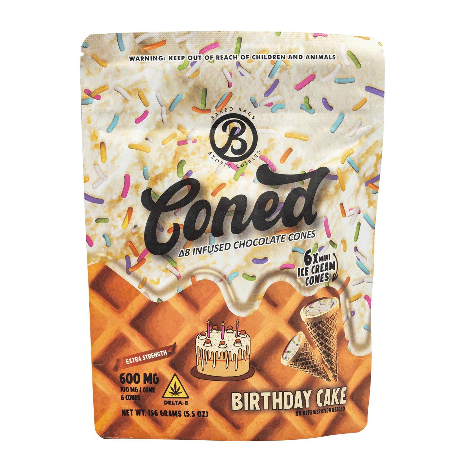Baked Bags Delta 8 THC Coned – Birthday Cake (600 mg Total Delta 8 THC) - Image 2