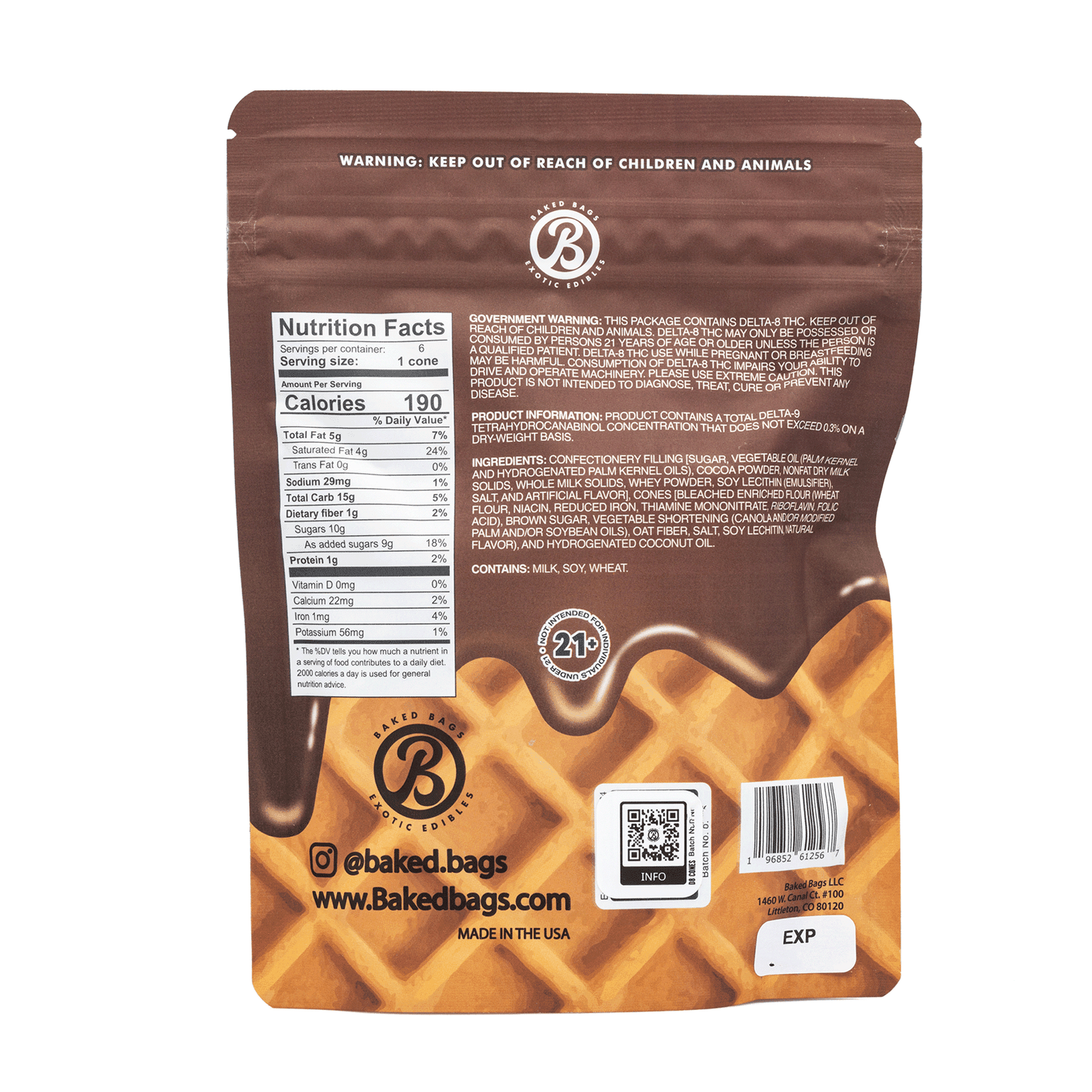 Baked Bags Delta 8 THC Coned – Milk Chocolate (600 mg Total Delta 8 THC) - Image 3
