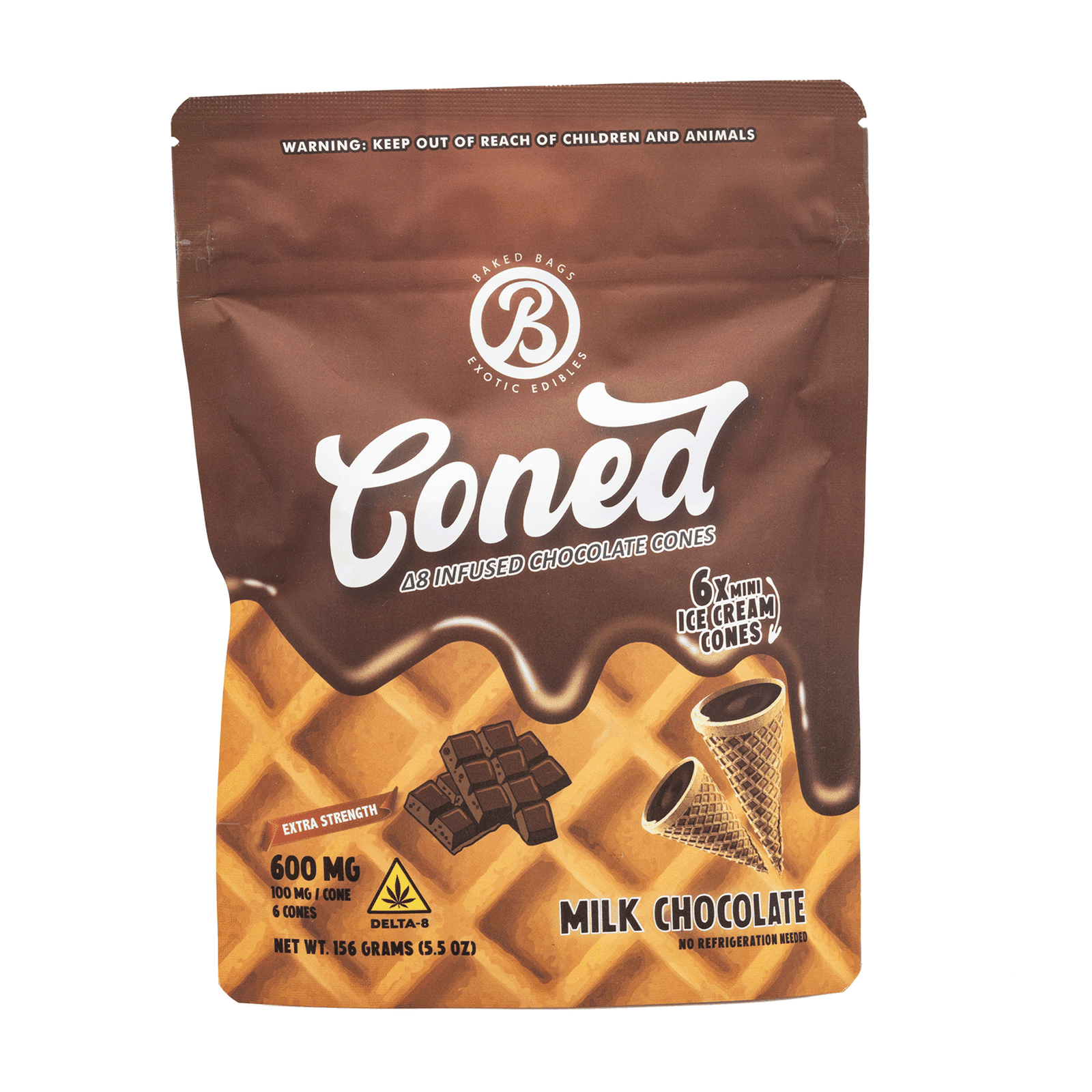 Baked Bags Delta 8 THC Coned – Milk Chocolate (600 mg Total Delta 8 THC) - Image 2