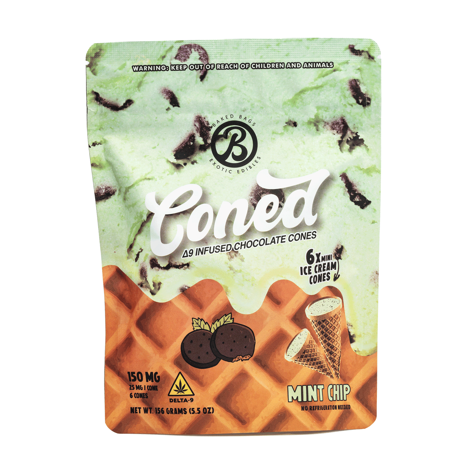 Baked Bags Delta 9 THC Coned – Mint Chip (150 mg Total Delta 9 THC) - Image 2