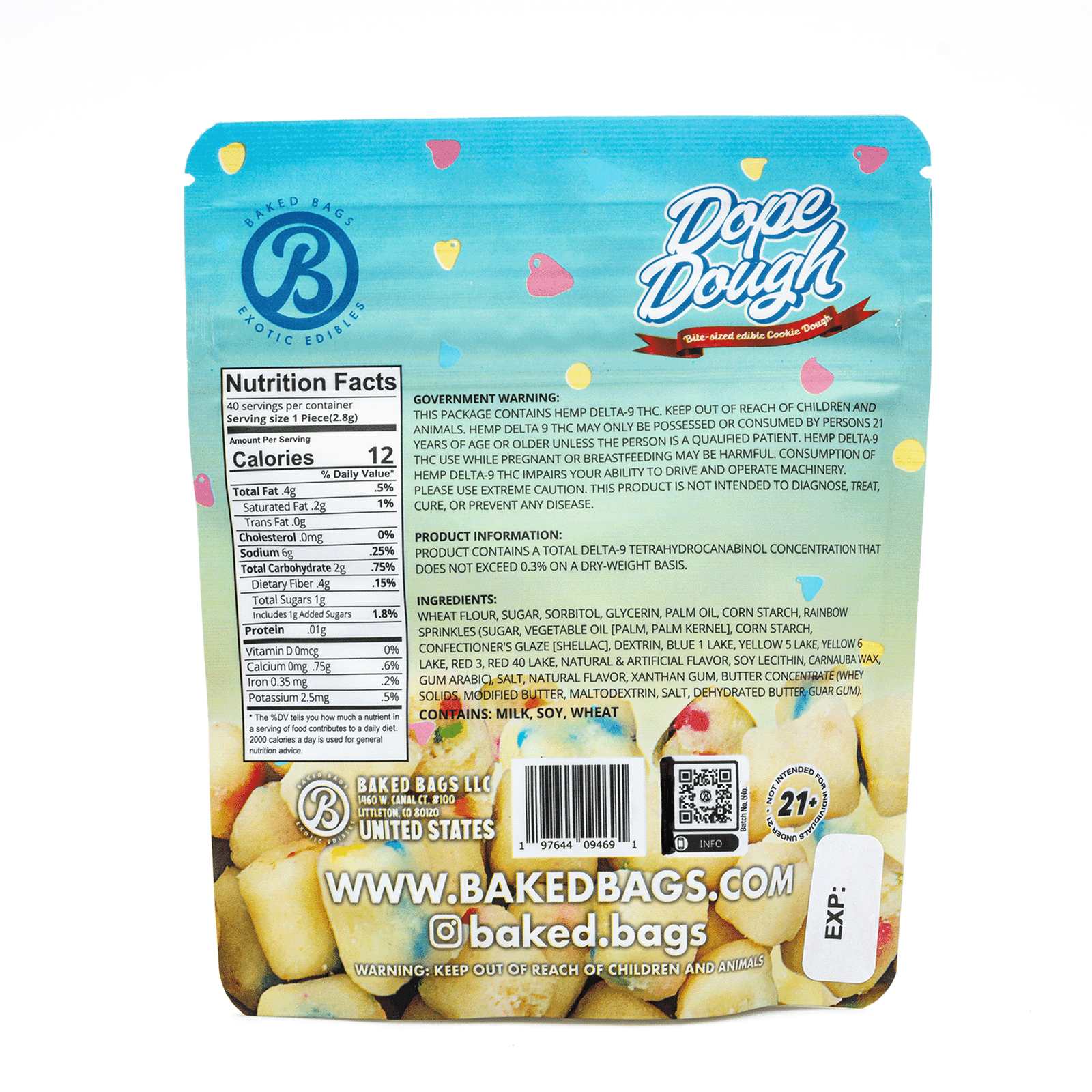 Baked Bags Delta 9 THC Dope Dough – Birthday Cake (200 mg Total Delta 9 THC) - Image 3