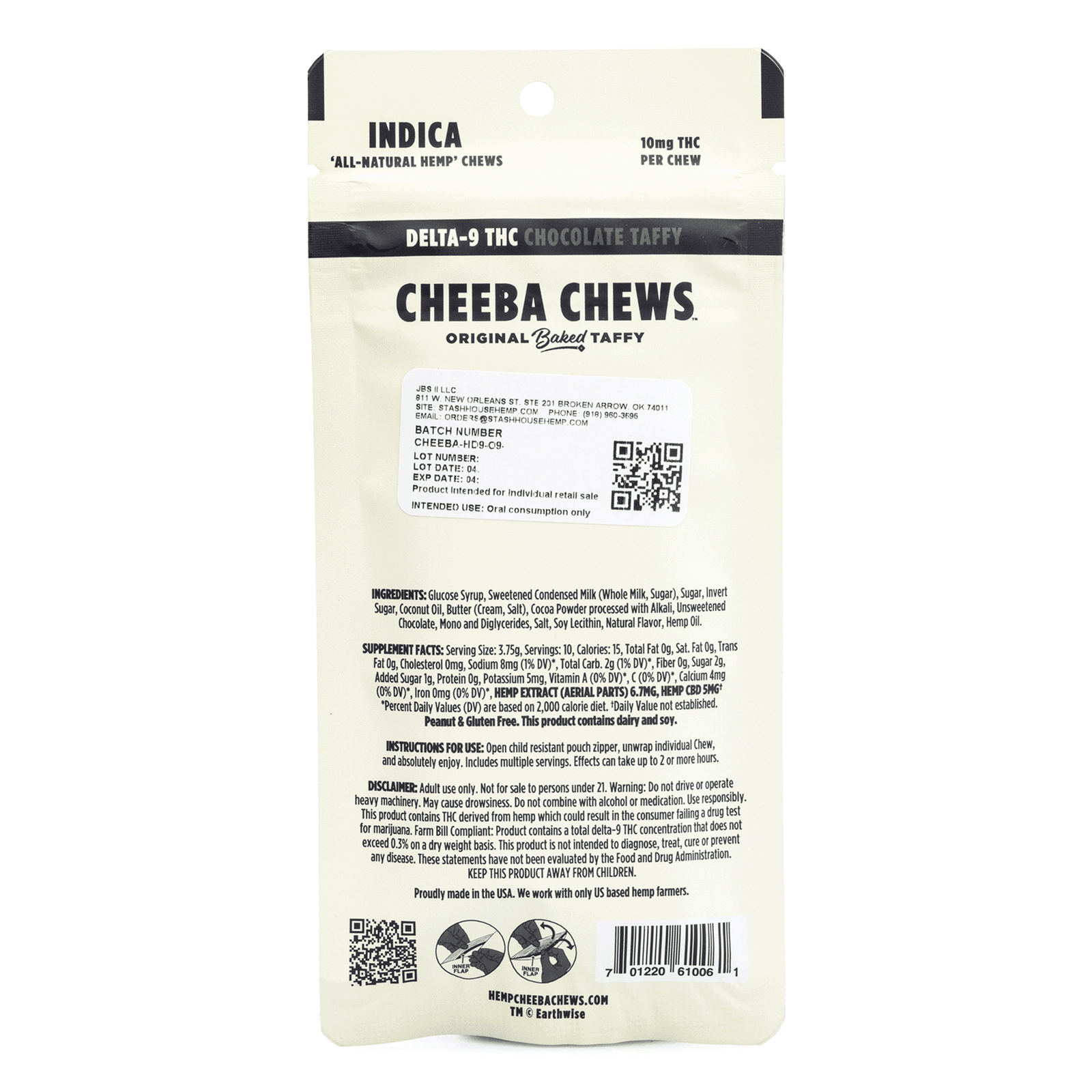 Cheeba Chews Delta 9 Chocolate Taffy – Indica (100 mg Delta 9 THC Total) - Image 3