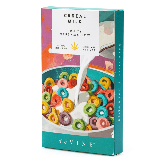 DeVINE Naturals Delta 8 and Delta 9 THC Cannabis Confections Chocolate Bar – Cereal Milk - Image 2