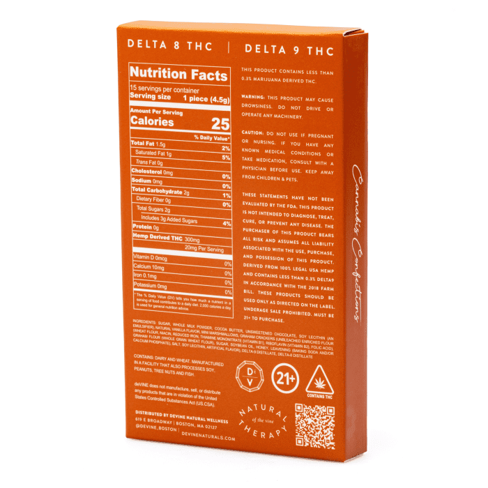 DeVINE Naturals Delta 8 and Delta 9 THC Cannabis Confections Chocolate Bar – Girl Scout Cookie - Image 3