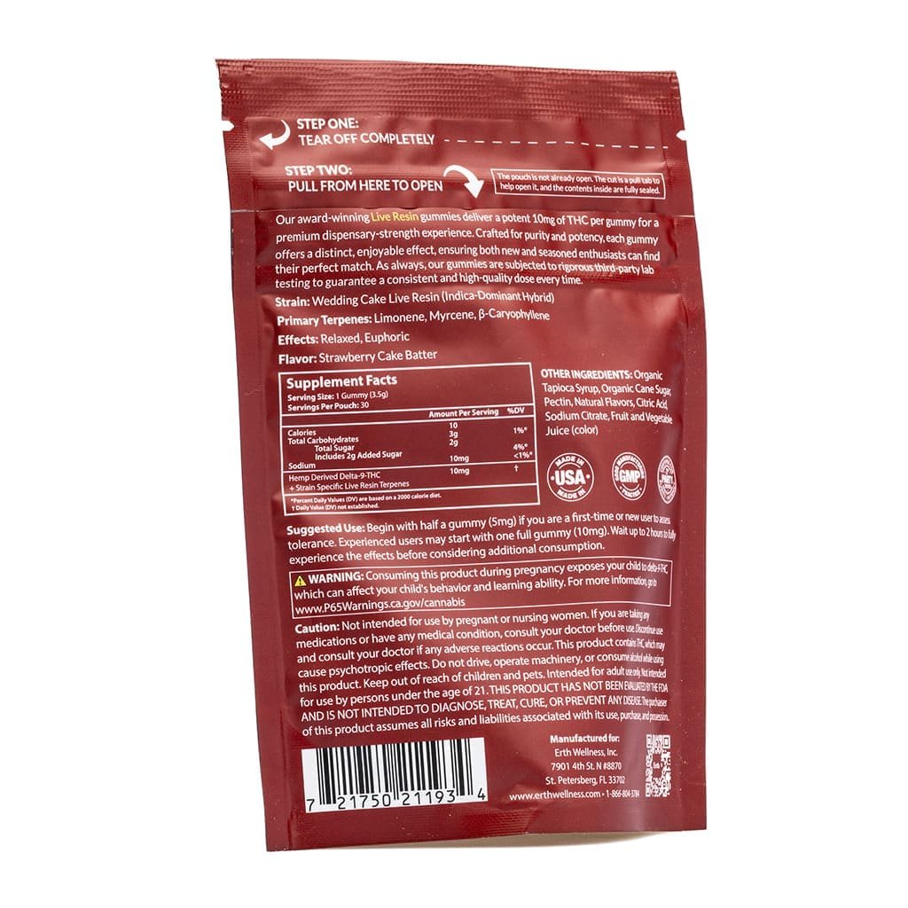 Erth Wellness THC Live Resin Gummies – Wedding Cake - Image 3