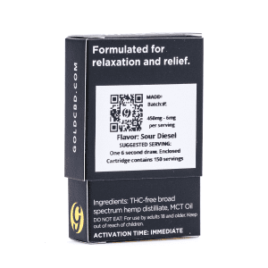 Gold Standard CBD Vape Cartridge – Sour Diesel (450 mg) - Image 3