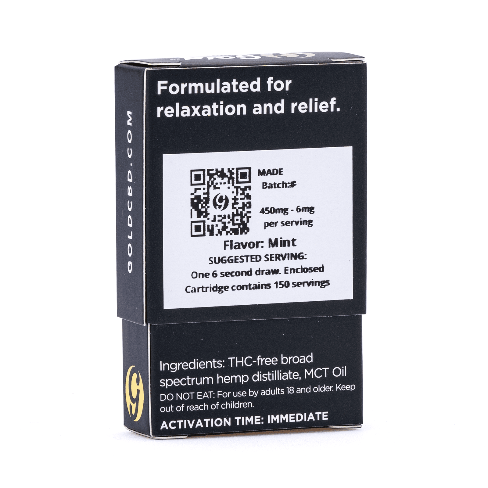Gold Standard CBD Vape Cartridge – Mint (450 mg) - Image 3