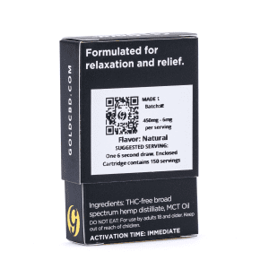 Gold Standard CBD Vape Cartridge – Natural (450 mg) - Image 3