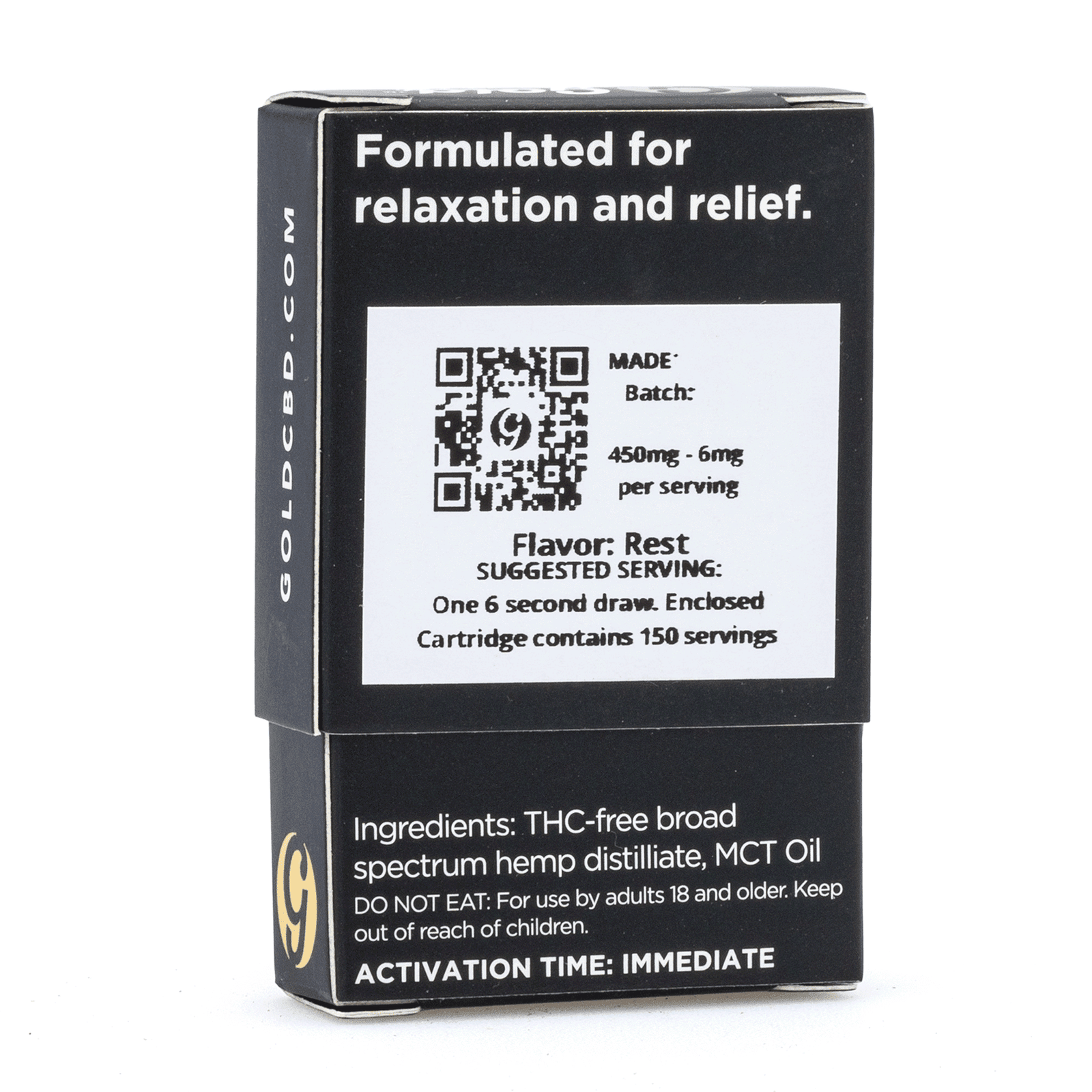 Gold Standard CBD Vape Cartridge – Rest (450 mg) - Image 2