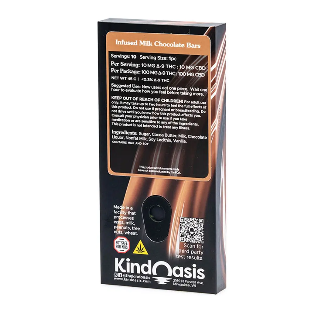 Kind Oasis Delta 9 THC and CBD Milk Chocolate Bar - Image 3