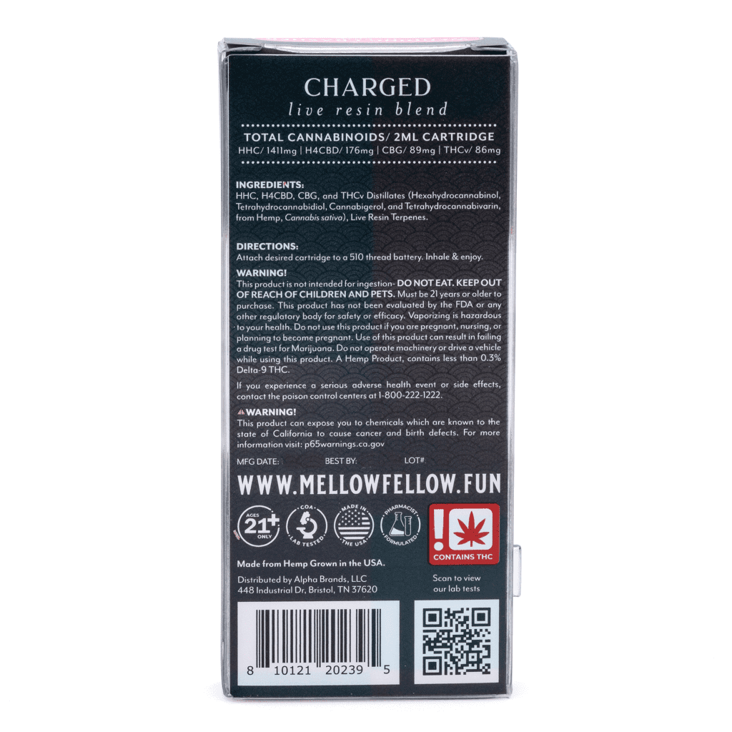 Mellow Fellow Charged Blend Live Resin Vape Cartridge – Wedding Crasher - Image 3