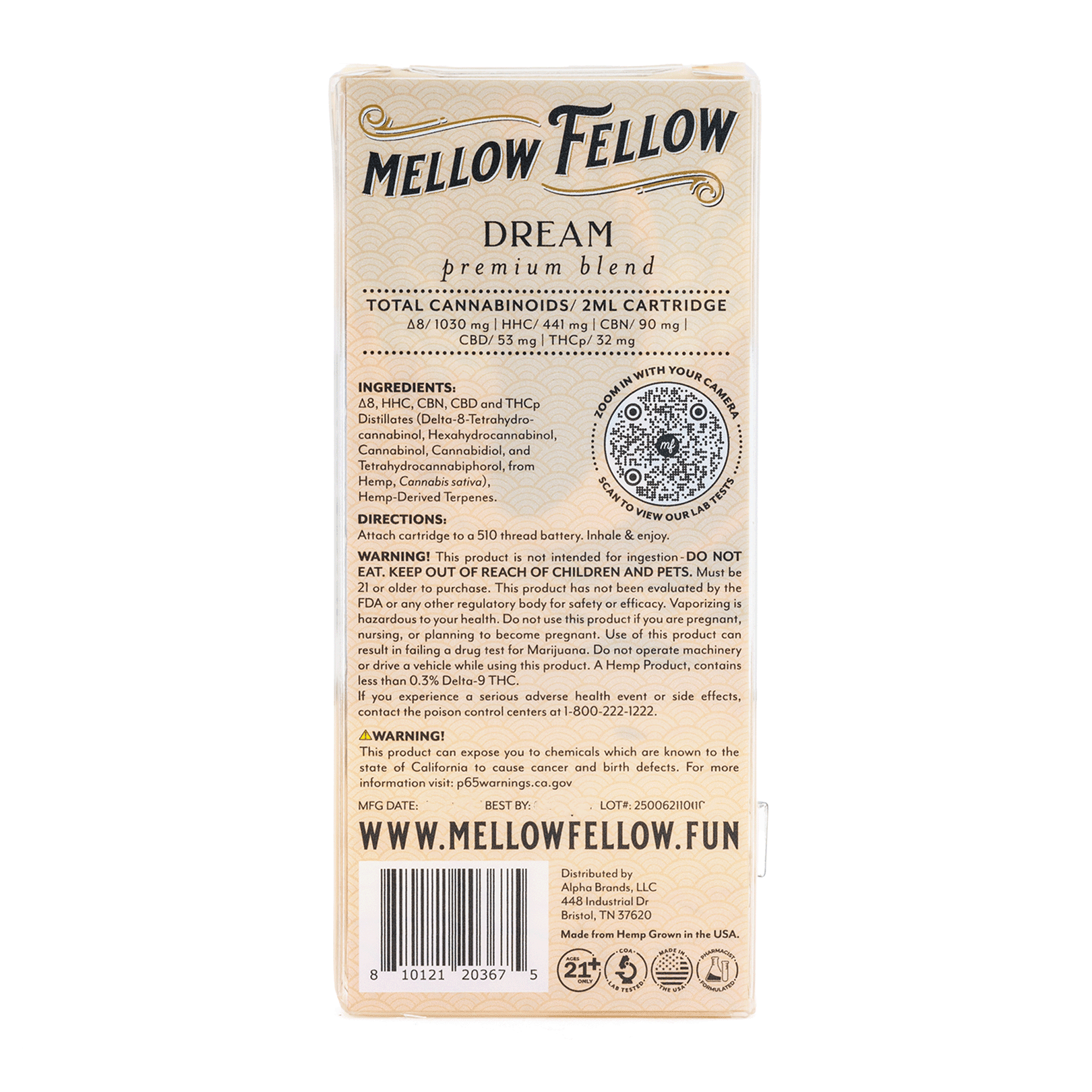 Mellow Fellow Dali’s Dream Blend Vape Cartridge – Phantom OG - Image 3