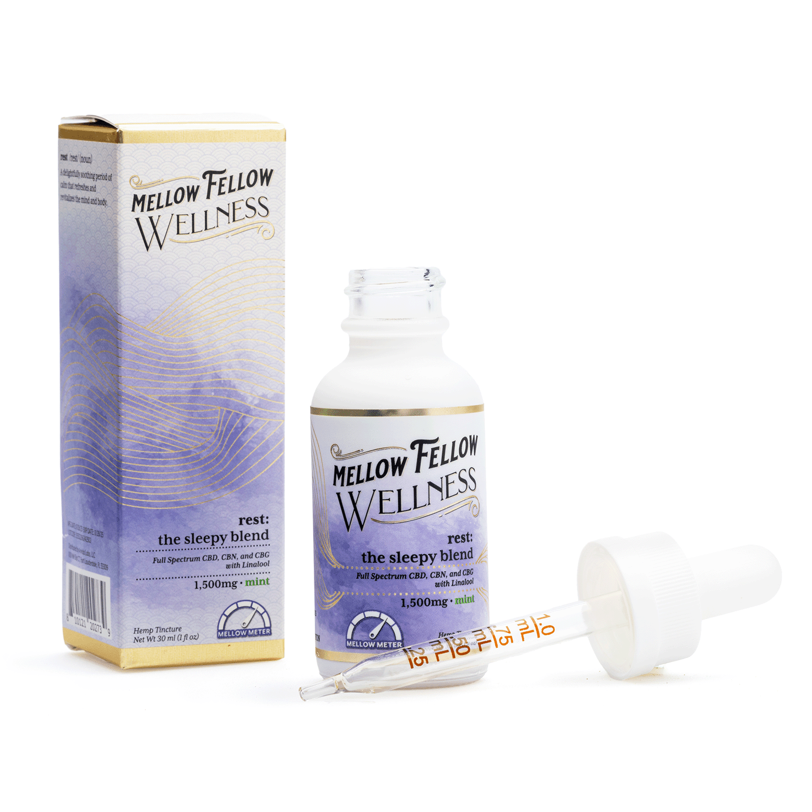 Mellow Fellow Wellness Tincture – Rest Blend – Mint (1500 mg Total Cannabinoids)