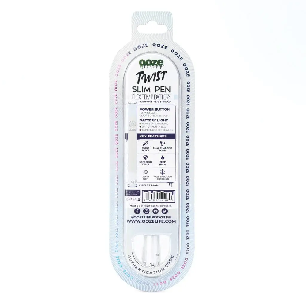 Ooze Slim Twist Pen 2.0 Vape Battery – Polar Pearl - Image 4