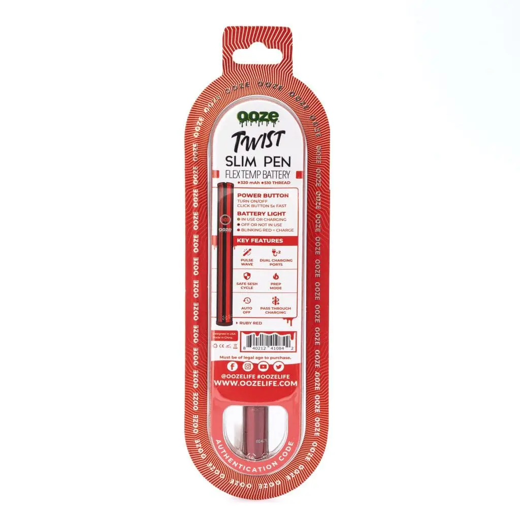 Ooze Slim Twist Pen 2.0 Vape Battery – Ruby Red - Image 4