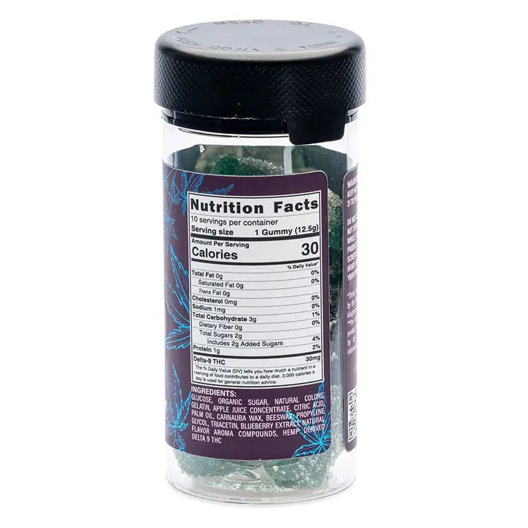PharmaTHC Delta 9 THC All Natural Gummies – Sour Blueberry - Image 3