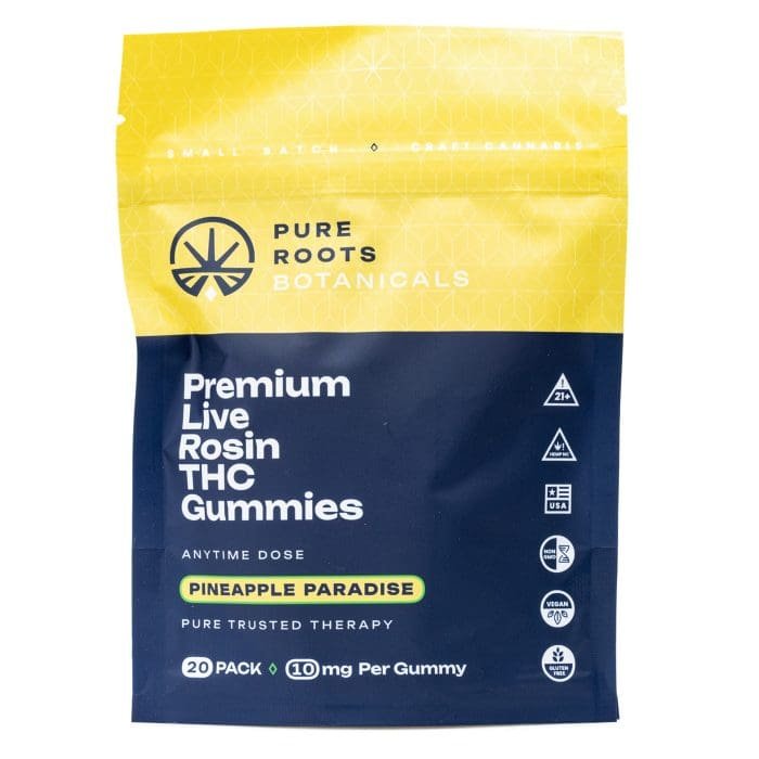Pure Roots Botanicals THC Live Rosin Gummies – Pineapple Paradise (200 mg Total Delta 9 THC) - Image 2